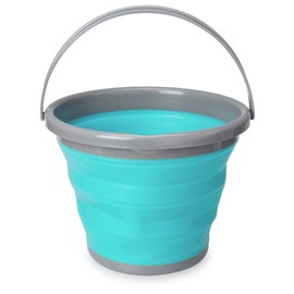 Navaris Collapsible Bucket 10L - Folding Pail for Camping, Beach, Gardening, Fishing, Water, Washing, Laundry, Cleaning, Travelling - Blue