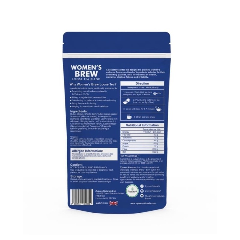 Zyzven Naturals Women’s Brew Loose Tea Blend 30 Servings, 60g