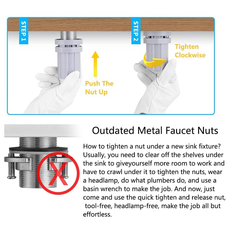Faucet Lock Nut Universal Quick Install Anti Lost Sink Fixing