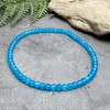 Bright Blue Anklet, 4mm Frosted Glass Beads on Elastic :