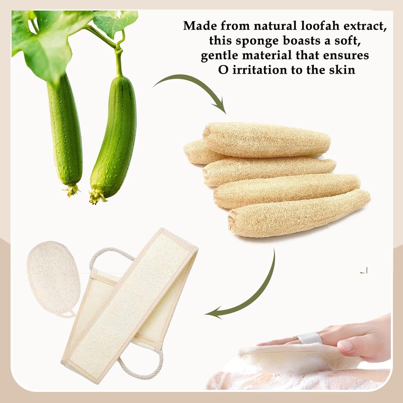 2-Piece Back Scrubber, Loofah Back Scrubber, Back Exfoliator, Back Loofah