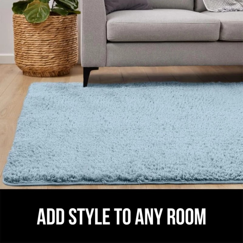 Gorilla Grip Light Blue Ultra Soft Faux Fur Area Rug