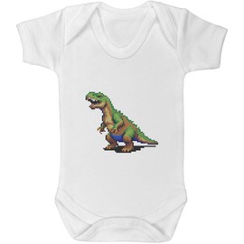 Azeeda 0-3 Month 'Pixel Art T-Rex' Baby Grow/Bodysuit (GR00126896)