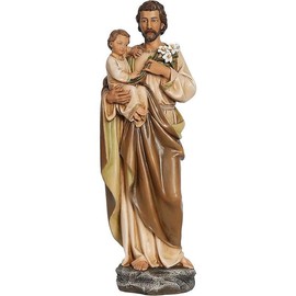 Joseph and Child Jesus Statue, Catholic Saint Figure, Religious Gift for Father's Day, Inspirational Indoor Home Decor, 10 inches H, Hand Painted by Buildclassic - Color: Full Color, Size: 6 inches H