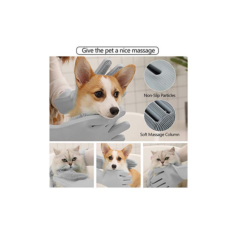 COMMEMA Pet Grooming Gloves - Massage Mitt for Dogs &