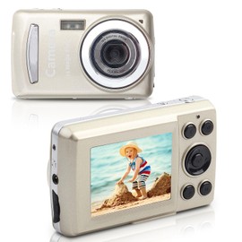 Digital Camera, FHD 720P Digital Camera for Kids Video Camera 16X Digital Zoom, Compact Point and Shoot Camera Portable Small Camera for Teens Students Boys Girls Seniors (Gold)