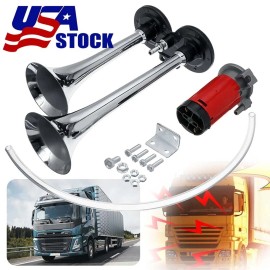 Unbranded 1000DB Ultra Loud Dual Trumpet Air Horn Compressor 12V for Car Truck Train Boat