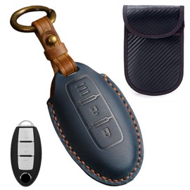 Key Case, For Nissan, Smart Key Case, Key Cover, Genuine Leather, 2/3 Buttons, Comfortable Touch, Aqua Key Cover, Specially Designed for Nissan, blue