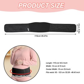 Adjustable Maternity Belt, 115*15cm Light and Breathable Pregnancy Belly Support Band for Pregnant Women, Nylon Maternity & Postpartum Band to Relieve Back, Pelvic, Hip Pain, Black, Regular Size