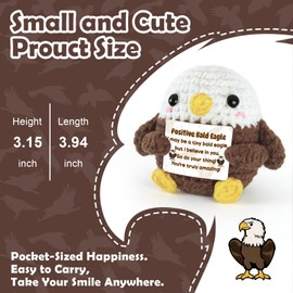 Positive Crochet Bald Eagle Emotional Support Animals with Gift Box - Funny Birthday Gifts for Women Men Coworker - Inspirational Encouragement Desk Decor Easter Basket Stuffer Graduation Self Care