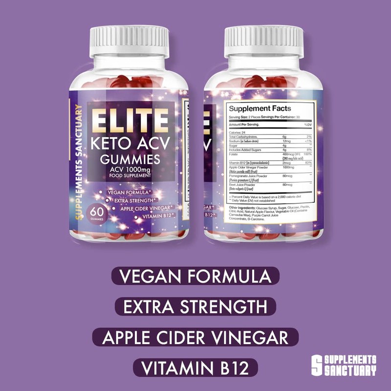 Elite Keto ACV Gummies Keto Apple Gummies (60 Gummies) with