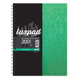 Luxpad A4+ Twin Wire Hardback Notebook with 200 Feint Ruled Pages and Durable Pressboard Covers.