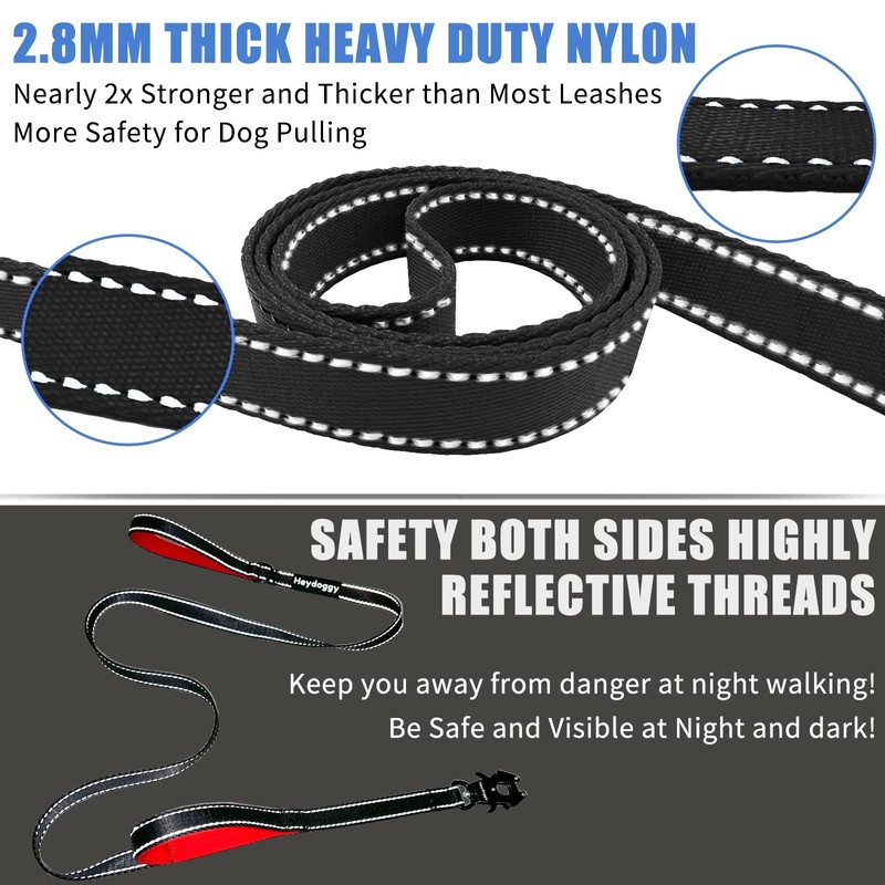 Strong Heavy Duty Dog Leash - 6ft Reflective Nylon Training
