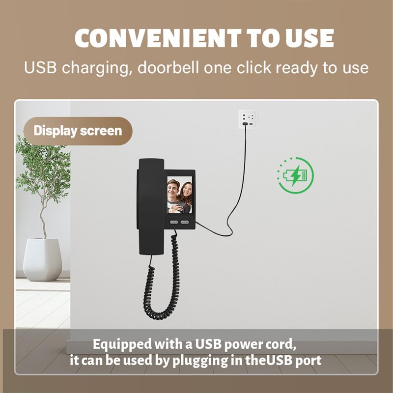 Video Door Phone System, 3.5 Inches IPS Screen Monitor Wireless