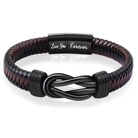 NECXON Mens bracelet, Leather Bracelet for Men Gift for Him Braided Leather Bracelets Gifts for Husband Father Boyfriend Brother and Male Teacher