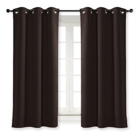NICETOWN Thermal Insulated Blackout Curtain and Drapery Triple Weave Soundproof Solid Ring Top Window Drape for Bedroom (Sold Individually, 42 inches by 63 inch, Toffee Brown)