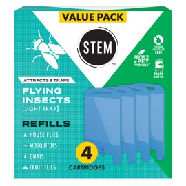 STEM Insect Light Trap Refill Cartridges, Indoor Fruit Fly Trap, Insecticide-Free Pest Control for Home, Attracts and Traps Flying Insects, Official STEM Refills - 4 Count