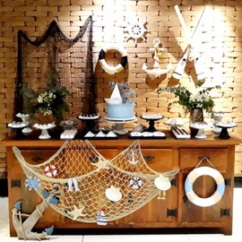 Mermaid Under The Sea Party Decorative Fishing Net 1 m x 2 m Nautical Fishing Net with Shells Nautical Ornaments for Home Bedroom Nautical Decoration Mediterranean Party