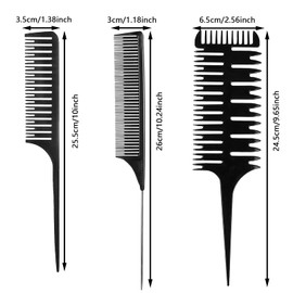 Popuppe 3 Pieces Hair Combs Various Strand Combs Durable Hair Dye Brush High Quality Hairdressing Accessories for Hair Dyeing Hairdresser Salon