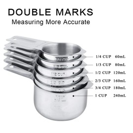 Measuring Cups and Spoons Set of 13 Standard Scale 304 Stainless Steel 6 Measure Cups 6 Measure Spoons D Hanging Rings with Magnetic Measure Conversion Chart Dishwasher Safe