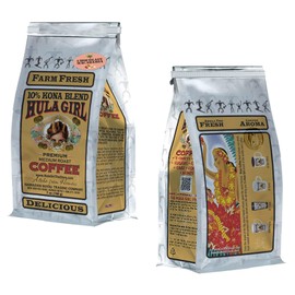 Hula Girl 10% Hawaiian Kona Coffee Blend Chocolate Mac Nut, 198 Gram