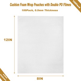 100 Pack 8''x12'' Cushion Foam Pouches, Moving Supplies for Dishes, Packing Foam for Dishes & Cups, Glass Packing Paper and Plate Protectors for Moving Fragile Items (200x300x0.5MM)