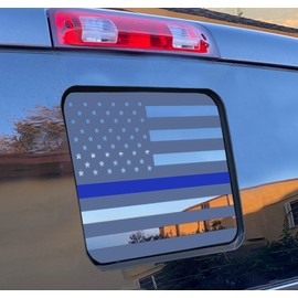 Xinghe for 2015-2025 2026 Ford F150 F250 F350, Rear Middle Window Navy American Flag Decals, Matte Black USA Flag Decal for Truck Back Window, Waterproof Vinyl, Durable and Easy Remove Truck Decal