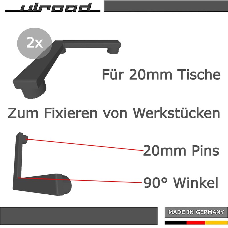 ULROAD Pack of 2 Bench Hooks 20 mm 90° Angle