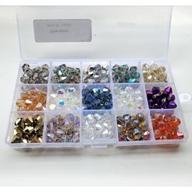 Chengmu 10mm Bicone Glass Beads for Jewelry Making 300pcs Faceted Shape Colourful Crystal Spacer Beads Assortments Supplies Accessories Tools for Bracelets Necklaces with Elastic Cord
