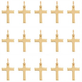 SUNNYCLUE 1 Box 30Pcs Real 18K Gold Plated Brass Cross Charm Crucifix Charms Bulk Metal Tibetan Style Antique Easter Christian Pendants for Jewellery Making Earrings Necklace DIY Crafts Accessories