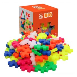 PLUS PLUS Big - Open Play Set - 100 Piece - Neon Color Mix, Construction Building Stem/Steam Toy, Interlocking Large Puzzle Blocks for Toddlers and Preschool
