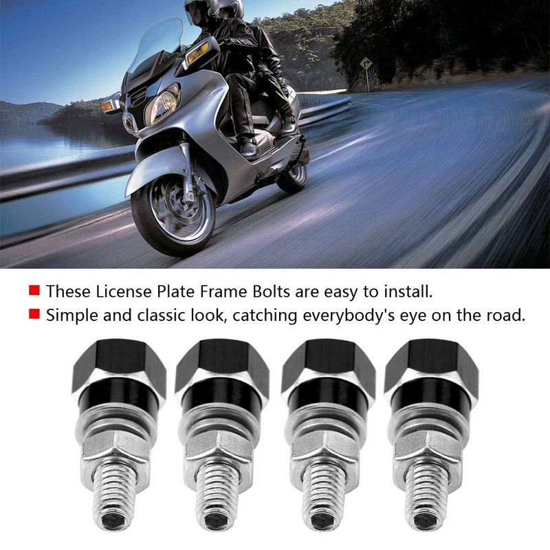 Kuuleyn Screws Bolts Caps, 4pcs Universal Motorcycle License Plate Frame