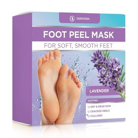 DERMORA Foot Peel Mask - 2 Pack of Regular Skin Exfoliating Foot Masks for Dry, Cracked Feet, Callus, Dead Skin Remover, Original Scent Nail - Color: Scent: Lavender, Size: 2 Pairs