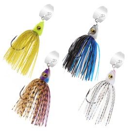 Tungsten Bladed Swim Jig Heads for Fishing - 4 Pack of Fishing Jigs for Large and Small Mouth Bass, Trout, Walleye - with Bladed Head (14.17g)