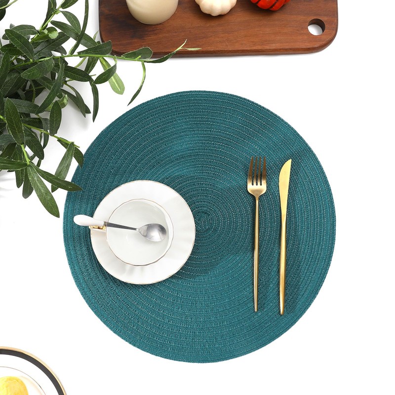SHACOS Round Placemats Set of 4 Woven Braided Table Placemats