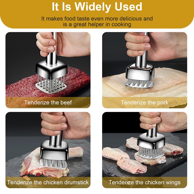 Meat Tenderizer Tool, with 28 Sharp Needles Retractable Safety Guard