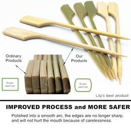 HOPELF 3.5 inch Bamboo Paddle Picks Skewers Toothpicks for Cocktail，Appetizers，Fruit，Sandwich，Barbeque Snacks.Wood pick More Size Choices 3.5''/ 4.7''/ 7''/ 10'' (Pack of 100)