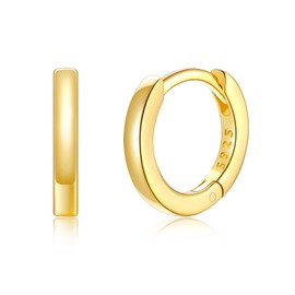 Silvora Small Hoop Earrings Silver 6 mm/8 mm/10 mm Women's Men's 925 Silver Earrings Hoop Shiny Huggie Hoop Earrings Silver/Black Sleeper Stud Earrings for Women Men