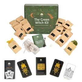 Green Witch Herbal Ritual Kit & Tarot Cards Bundle – 78-Card Tarot Deck + 32 Dried Herbs for Witchcraft, Clear Quartz, Ritual Spoon – Witch Supplies for Beginners & Experienced Practitioners