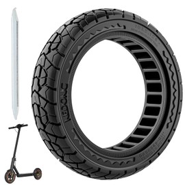Cooryda 10X2.125 Off Road Tire for Electric Scooter Ninebot F20/F30/F40/F65, 10 inch Solid Rubber Tires for Front And Rear Solid Electric Scooter Tire Tubeless(Black 1pc)