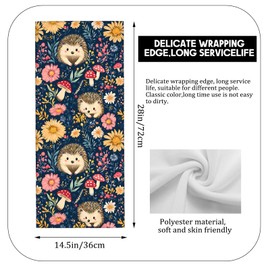 ainori Cute Hedgehog 2 Pack Hand Towels, 14.5x28 Inch Towel Set with Woodland Animal Mushroom and Floral Pattern, Soft Absorbent Polyester, for Bathroom Kitchen Cabin Home Decor Gifts for Adults