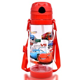 MIFKLMV Cars Children's Water Bottle with Straw 600 ml Sports Water Bottle Leak-Proof Children's Bottle Portable Water Bottle Ideal for Nursery School and Sports