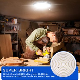 JINABLOSSY 200 W UFO LED High Bay Light, Indoor Spotlight 20000 LM, 6000 K Cool White UFO LED Workshop Lamp, IP65 Waterproof Industrial Lamp, High Bay Light for Factories, Garages, Warehouses