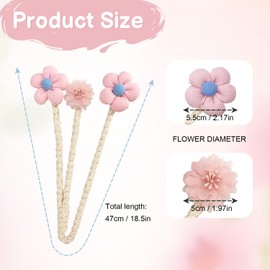 Flower Curtain Tiebacks 2 Pack, Boho Curtain Holdbacks with Adjustable Wire - Elegant DIY Window Drape Ties for Living Room, Bedroom, Farmhouse Decor
