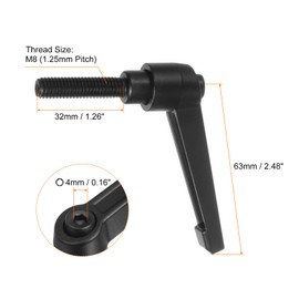 sourcing map 6pcs Adjustable Clamping Lever Handles M8 x 32mm Male Thread Bolt Knobs Rotating Screw Locking Quick Release Ratchet Push Button Handle, Black