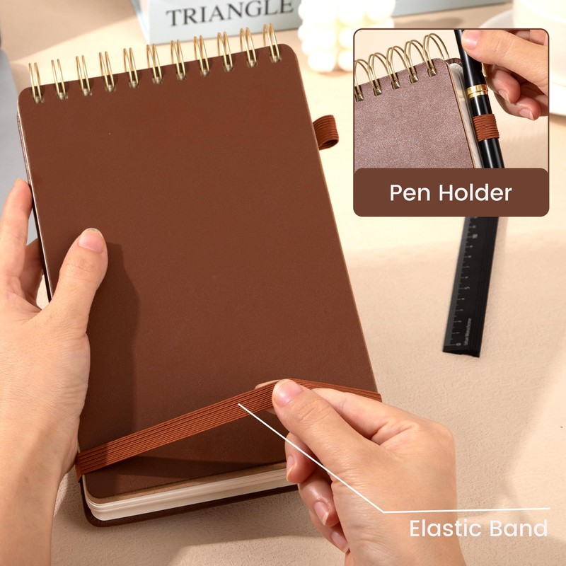 Yoment Top Spiral Notebook Leather Steno Pads 240 Pages Spiral