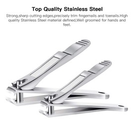 BESTOPE Set of 2 Nail Clippers - Stainless Steel High Quality Nail Cutters, Nail Scissors, Sharpener & Smooth Cut - Nail Clipper Suitable for Toenails and Fingernails (Large & Small Design)