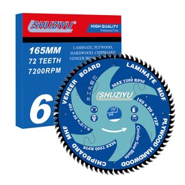 LSHUZIYU, 165mm 72T, Thin Kerf 1.6mm. Centre Hole 20mm with 15.88mm Washer. Wood Cutting Circular Saw Blade, for HIKOKI Milwaukee Bosch DEWALT Cordless Saw.