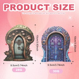 Embhlitfe Pack of 2 Wooden Fairy Doors Garden Elf Door Adorable Fairy Garden Miniature Garden Ornaments for Trees Gardens Outdoor Indoor or Outdoor (B)