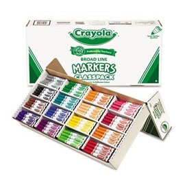 Crayola Non-Washable Classpack Markers, Broad Point, 16 Assorted Colors, 256/Box